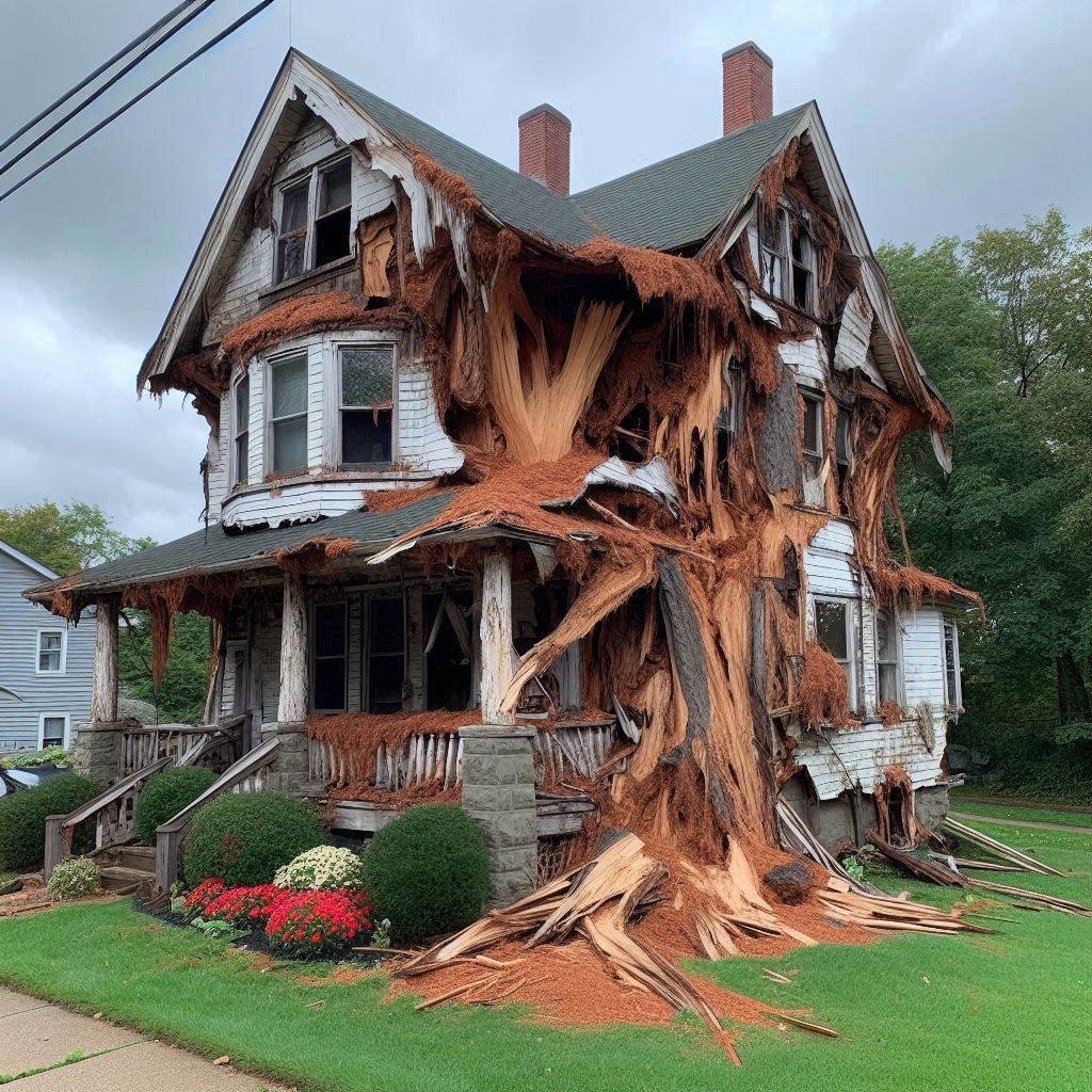 Damaged tree on an Rio Verde home showing signs of disease and decay